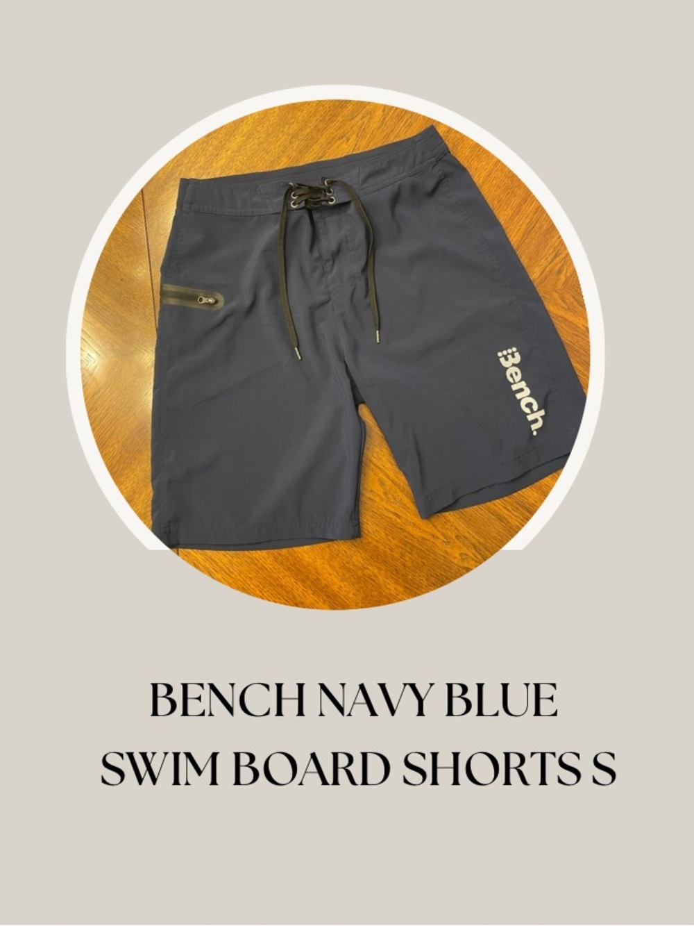 BENCH NAVY BLUE SWIM BOARD SHORTS S